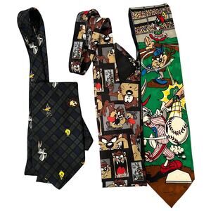 Vintage Looney Tunes Bugs Bunny Tazmanian Devil Men's Neck Ties Set (3)